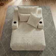 67"Oversized Boneless Sofa Bed With Cup Holder Storage Bag Deep Seat Sleeper Couch Reading Couch For Living Room, Bedroom, Apartment,No Assembly Required,Camel - 駝色-67英寸 - 查看 5