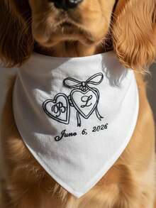 1pc Customized Pet Embroidered Bandana, Personalized Name Pet Bandana, Multifunctional Headband Face Mask Scarf, Unique Personalized Gift, Party Favor, Anniversary Gift - White - View 4