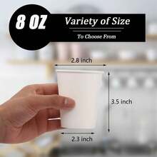 100pcs 8oz (250ml) Disposable Paper Cups, White Hot/Cold Drink Cups Suitable For Coffee, Juice Or Tea, For Office, Party, Home And Travel - White - View 2