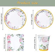 Bộ đồ dùng ăn uống dùng một lần họa tiết hoa đỏ và vàng kim, đĩa tiệc 7/9 inch, đĩa giấy, cốc, khăn ăn dùng một lần, thích hợp cho các dịp lễ, đám cưới, lễ đính hôn, sinh nhật, tiệc tùng, lễ kỷ niệm. - Nhiều màu - Xem 2