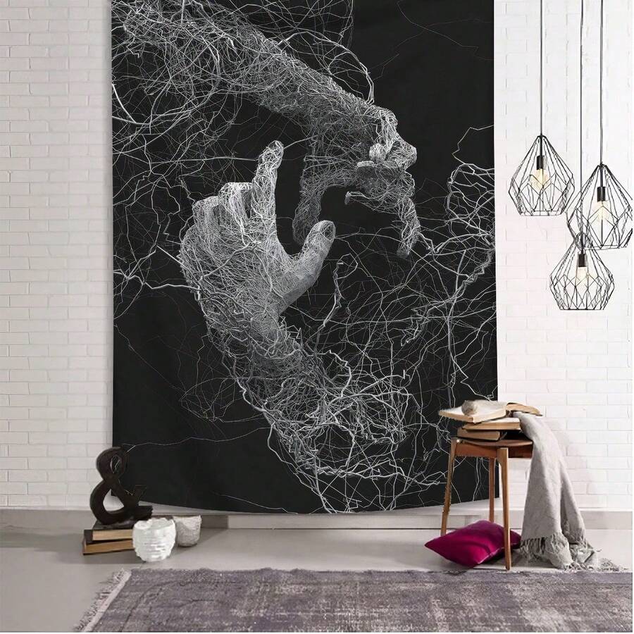 1pc Goth 1pc Polyester Printed Abstract Star & Eyes Wall Tapestry, For Living Room Bedroom Wall Decor, Camping Decoration, All Seasons - 1PC - View 1