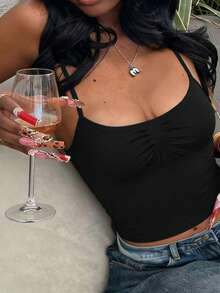 GAOVOT Ropa deportiva de verano para mujer, top estilo Y2K cool girl para ejercicio, ir al trabajo y uso diario, color negro - Negro - Ver 3