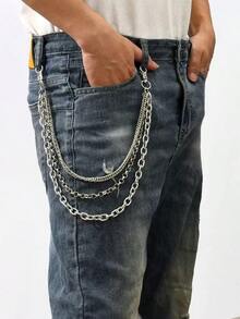 Men Minimalist Layered Trouser Chain Halloween Summer, School Autumn-Winter Accessories Halloween Costume,Suitable For Teens, Youth,Men,Casual, Outdoor, Athletic, Vacation, Graduation Gifts, Birthday, Daily Wear - Silver - View 4
