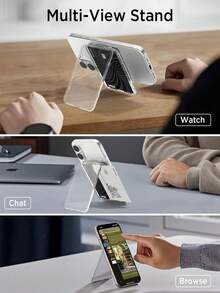 MagSafe 透明磁吸支架钱包式手机壳，适用于 ，带 2 个卡槽，双强磁防摔保护壳 - A - 查看 7