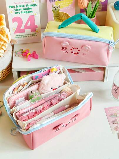 Hộp bút họa tiết động vật hoạt hình ghép mảnh, túi đựng văn phòng phẩm tối giản dung tích lớn dành cho nam và nữ học sinh, túi đựng đồ dùng văn phòng, hộp đựng dụng cụ trang điểm, hộp bút dung tích lớn chất lượng cao, phụ kiện bàn làm việc, thích hợp làm quà tặng ngày Valentine, đồ dùng học tập, đồ dùng giải trí ở trường, phần thưởng học đường, đồ dùng lớp học cho giáo viên, đồ dùng cần thiết cho năm học mới.