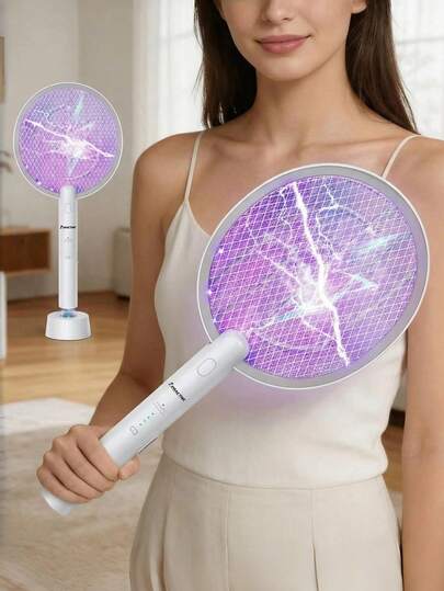 Electric Fly Swatter, Bug Zapper Racket With Light, Type-C Rechargeable Mosquito Swatter, 4000V Detachable Automatic Fly Zapper With Dual Modes, Mosquito Killer For Indoor Outdoor