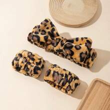 Diadema con lazo de estampado de leopardo, conjunto de pañuelo y banda para la cabeza estampados, toalla de muñeca de microfibra suave reutilizable y lavable, para mujeres y niñas, yoga, correr, envoltura facial y de muñeca - Multicolor - Ver 4