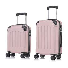 YONSLY 2‑Piece Suitcase Set 16/20 Inches With Combination Lock 4 Wheels 360° Double Zipper Mesh Pocket Rubber Handle Trolley Carry‑On - Rose Gold - View 9