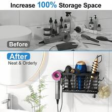 2026 Upgraded 3-In-1 Hair Dryer Holder, Adjustable Metal Stand For Wall/Door/Freestanding Use, Saves Counter Space - 黑色 - 查看 3