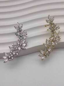 单只奢华高端全镶钻花朵耳夹，小众设计简约仙女耳夹 - 滿鑲馬眼花朵耳骨夾 - 查看 8