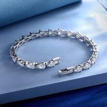 MDFUN Vòng tay tennis cổ điển mạ vàng trắng 18K | Đá Cubic Zirconia trắng hình giọt nước 4x6mm | Trang sức thời trang cao cấp đeo hàng ngày - Xem 3