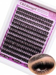 Bộ mi giả tự làm mới 240 sợi, độ dày 100D, chiều dài hỗn hợp 8-18cm, mi nối tự làm 5D dày dặn, hoàn hảo cho trang điểm hàng ngày. Mi giả tự làm dày và tự nhiên, độ cong C/D, nhiều độ dài, hiệu ứng salon tại nhà, có thể tái sử dụng, mi giả mềm mại, không thấm nước, bền cả ngày. - D - Xem 5