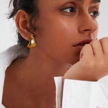 9 pares de pendientes de clip de moda minimalistas en forma de C, gota de agua y nudo de bambú, adecuados para uso diario sin orejas perforadas - Multicolor - Ver 6