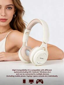 Gerripuer New Arrival Wireless Headphone With Hi-fi Stereo, Heavy Bass, Hd Calling, Foldable Design, Portable For Girls, Macaron Style, Ideal Gift - Apricot - View 4