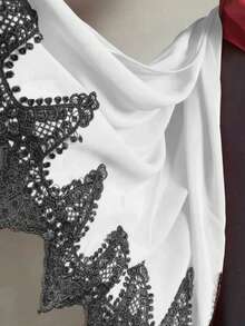 1pc Romantic Lace Trim Chiffon Muslim Hijab Scarf For Abaya - Multicolor - View 11