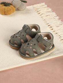 1 Pair Infant Shoes, Heart Hollow Design, Minimalist Versatile Sandals, Suitable For Summer - Green - View 2