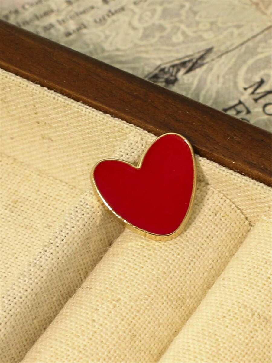 1 chiếc ghim cài áo hình trái tim màu đỏ, chống trượt. - Đỏ - Xem 1