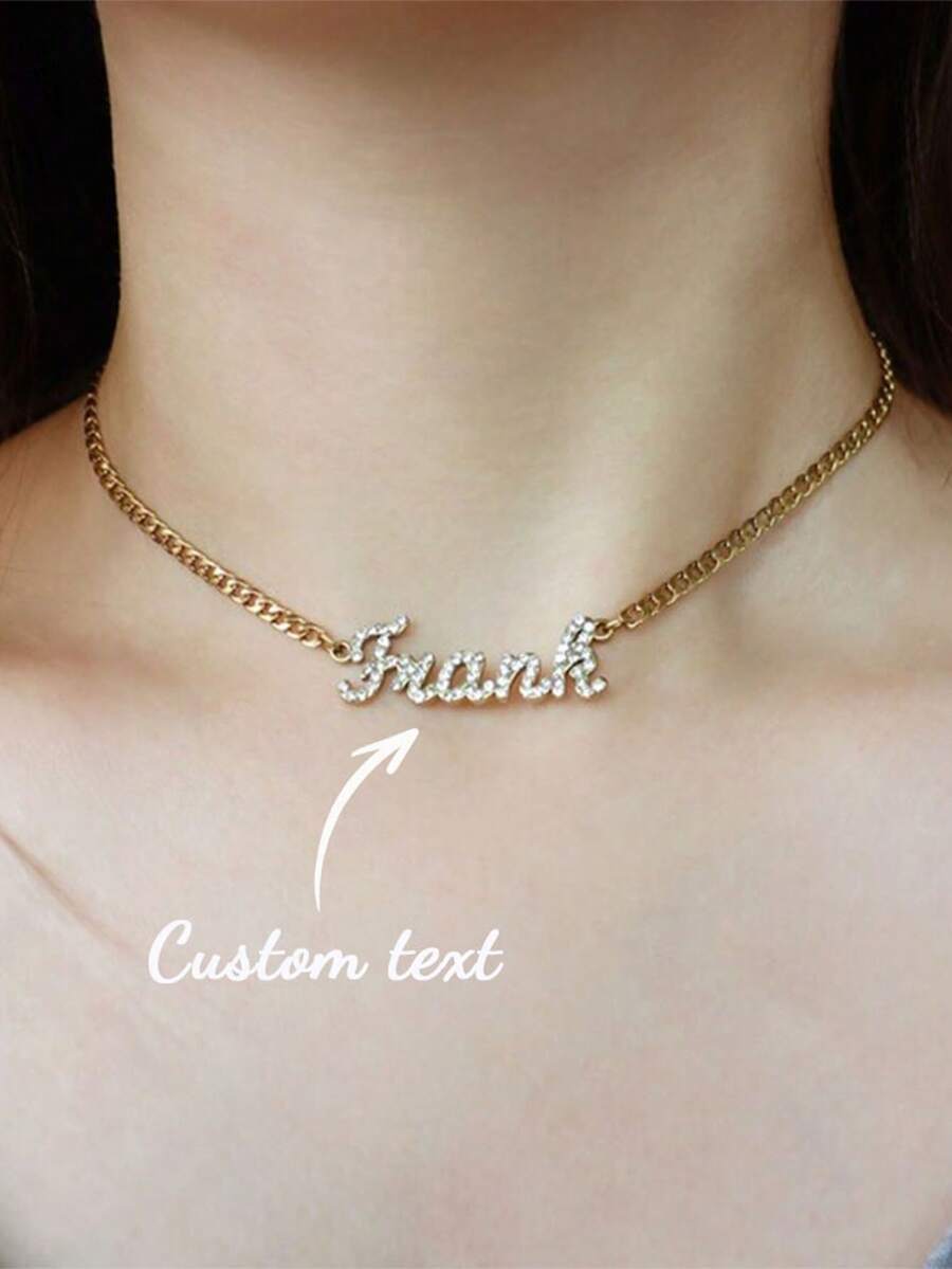 1 Dây chuyền chữ cái đính kim cương tùy chỉnh, trang sức lấp lánh, kiểu dáng tối giản, món quà hoàn hảo cho Ngày của Mẹ, Lễ Phục Sinh và bạn bè & gia đình. - Nhiều màu - Xem 1