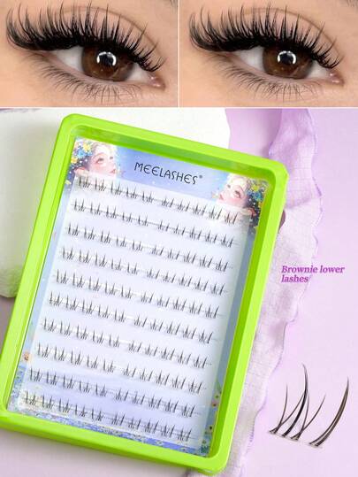 Natural-Looking Segmented Cluster False Eyelashes, Easy To Apply For Beginners, Brownie Brown Tone