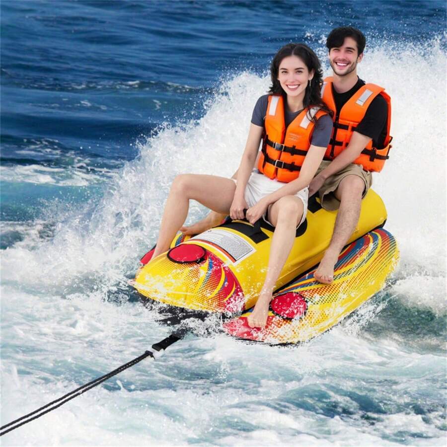 Yellow Inflatable Towable Tube Banana Boat For Boating,Inflatable Boat, Inflatable Floating Object, Rubber Boat - Yellow - View 1