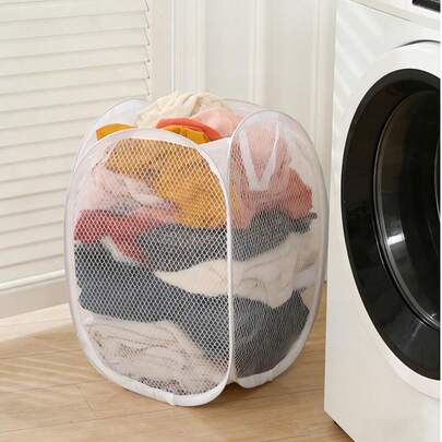 Cesta plegable para ropa sucia, cesto de lavandería de malla para uso doméstico, cesta de almacenamiento de ropa sucia para el baño