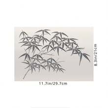 可重复使用的竹叶，适用于DIY墙饰、剪贴簿和压花——耐用PET塑料材质，易于使用的11.7英寸 x 8.3英寸模板 - A - 查看 4