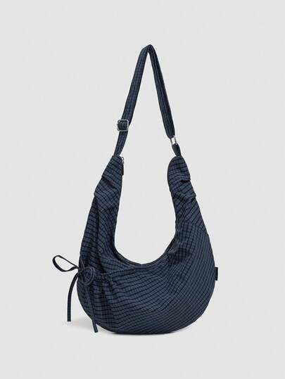 时尚小众设计高品质格子抽绳饺子包，多功能日常通勤单肩斜挎包
