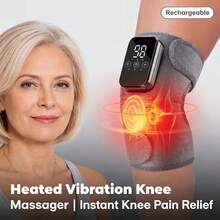 1/2Pcs Heated Knee Massager, Heated Foot Massager, Heated Shoulder Massager, Knee Pads, 3-In-1 Vibrating Heating Pad, Knee Pads, Shoulder Pads, Elbow Pads, Adjustable Size, Perfect For Halloween, Christmas, Birthday Gifts, And The Best Gift For Parents. - Grey - View 4