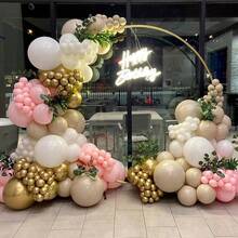 112件套灰粉色、白色、裸色气球拱门套装，粉色和金色气球，搭配浅粉色、白色、裸色、香槟金色气球，适用于情人节、波西米亚风订婚、婚礼、新娘送礼会、生日装饰 - 多色 - 查看 4