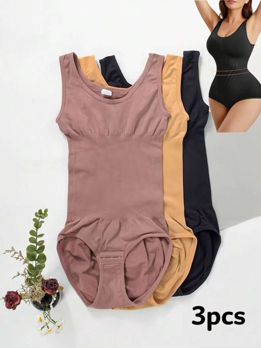 Bộ 3 món áo định hình liền thân không đường may, kiểm soát vùng bụng, nâng mông, thắt eo, thanh lịch mùa hè. - Nhiều màu - Xem 1