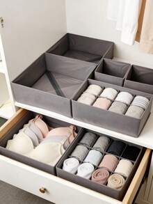 6pcs Non-Woven Foldable Storage Boxes, Covered Organizer Bins For Toys, Clothes And Miscellaneous Items - View 7