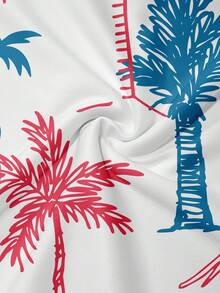 Men's Summer Palm Tree Digital Print Short Sleeve Polo Shirt - Multicolor - View 7