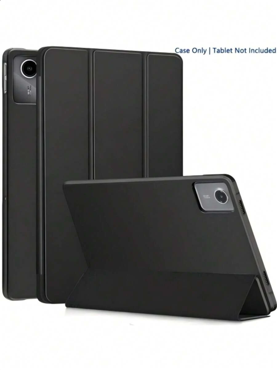 3-Fold Tablet Protective Case, Auto Sleep/Wake, Solid Color Minimalist Business Style, Lightweight & Breathable, Suitable For Tab M11/Tab P11 Plus/M10 Plus (Gen 3)/P11, Also Compatible With Xiaoxin Tablet, Pad2 11-Inch/ Pad SE 11-Inch, Compatible With Xiaomi Tablets - Black - View 1