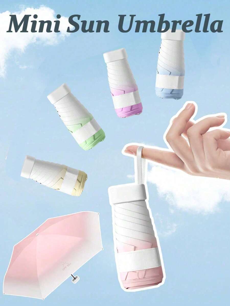 迷你折疊傘,口袋尺寸便攜旅行傘,女士雙用遮陽傘,超輕巧5折迷你傘,適用於晴天和雨天,防風且抗紫外線,99%紫外線防護,男女皆適用 - 均碼 - 查看 1