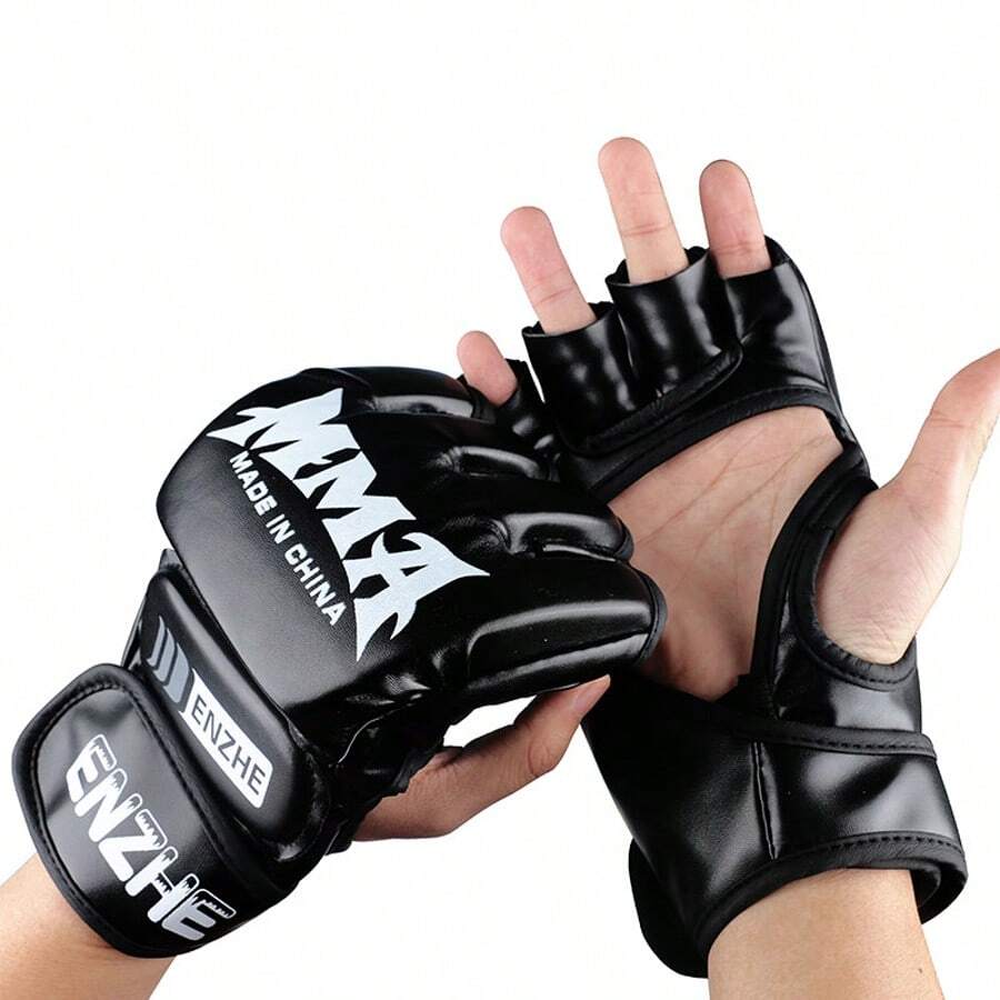 GINGPAI Half Finger MMA Gloves, Professional Boxing Gloves For Kickboxing, Muay Thai, Training For Men And Women