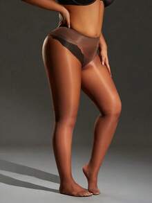 1pcs Women's 20D Black Sexy Pantyhose, Fashionable And Simple Tights, Cozy - 咖啡棕 - 查看 4