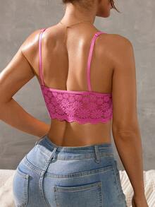 Áo lót không gọng ren hoa thời trang gợi cảm dành cho nữ, áo hai dây liền mạch. - Màu Hồng Tươi - Xem 2