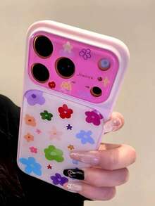 Casing Ponsel Motif Bunga Dopamin Warna-warni Lucu, Bintang, dan Pita, Langsung Berubah Menjadi Seri 17, Kompatibel dengan iPhone 17 Pro Max, 16, 15, 14 Pro Max, Pelindung Anti Guncangan dengan Jendela Besar Artistik - bunga berwarna-warni - View 4
