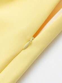 Women's Casual Everyday Office Commute Minimalist Solid Color Buckle Belted Skort Black Summer - 黃色 - 查看 5