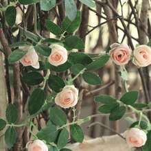 1.8m Artificial Rose Vine Decor - Romantic Fake Rose Garland, Wall Hanging Floral Vine, Artificial Green Plant Vines For Home Decor, Outdoor Patio, Wedding Ceremony, Holiday Celebration; Artificial Rose Vine Wall Hanging Flowers / Fake Flower Vines Greenery / Decorative Flower Garland For Doorway & Wall / Wedding Backdrop Decor; Extra Long 1.8m: Ample Length Covers Large Area, Suitable For Various Decoration Needs - White - View 3