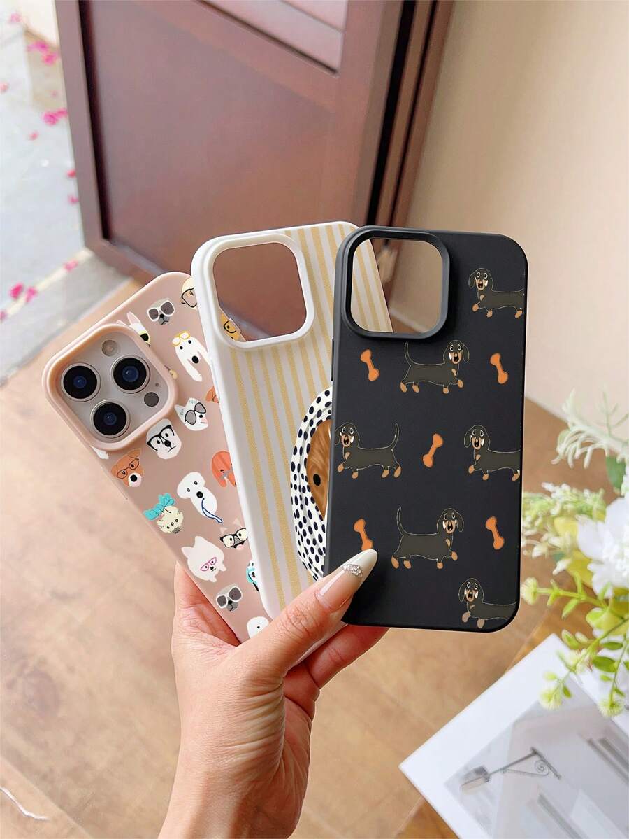 3件套液态软TPU防摔手机壳,可爱小狗条纹圆点骨头图案,适用于 11/11 Pro Max/12/12 Pro/12 Pro Max/13/13 Pro/13 Pro Max/14/14 Pro/14 Pro Max/14 Plus/15/15 Pro/15 Pro Max/15 Plus/16/16 Pro/16 Pro Max/16 Plus/17/17 Pro/17 Pro Max - 彩色 - 查看 1