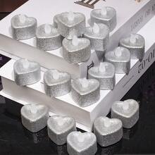 6pcs/Set New Electronic Candle Lights, LED Realistic Birthday, Proposal, Romantic Scene Decor, Suitable For Multiple Occasions - 6pcs Of Silver Powder - View 6