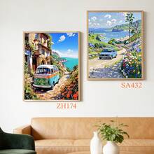 16x20英寸成人数码油画套装 - 丙烯颜料套装，含画笔，是家居装饰、生日、父亲节、母亲节、毕业典礼的完美礼物 - 藍色 - 查看 2