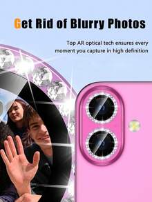 MIGAE 适用于 16/16 Plus 的 3 片装钻石玫瑰红相机镜头保护膜，单颗闪亮钻石金属环钢化玻璃相机镜头保护膜，适用于 17 Pro Max/17/16 Pro Max/16 Pro/15 Pro Max/15/15 Pro/15 Plus/14 Pro Max/14/14 Plus/13/12/11 相机镜头保护膜，手机配件，兼容手机壳 - 玫紅色 - 查看 4