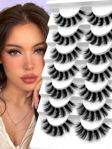 7 Cặp lông mi giả Manga dày 15-18mm, lông mi nhân tạo từ lông chồn, dày và quyến rũ, tạo hiệu ứng mắt mèo, cong và dày dặn, vẻ ngoài mềm mại và ấn tượng, lông mi giả Manga cá tính, lông mi nối dày dài, có thể tái sử dụng, dùng để trang điểm. - màu đen - Xem 1