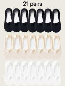 1/5/6/9/10/15/20/21 Pairs Thin Non-Slip Breathable Silky Invisible Liner Socks, Can Be Randomly Sent - Multicolor - View 11