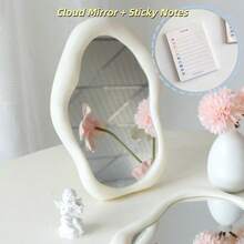 1 Set, Asymmetric Beige Cloud Mirror + 1 Notebook With 50 Pages - Beige Mirror + Cloud-shaped Notepad - View 7