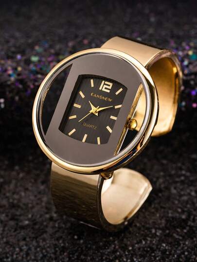 1PC Elegant And Stylish Women's Bracelet Watch, Luxurious Round Quartz Watch, Women's Fashionable Skeleton Dial Watch, Uniquely Designed Watch, Exquisite Quartz Watch, Casual And Formal Watch, Perfect For Daily Wear, Office, Parties, And Travel, Women's Watch, Ideal Gift For Women On Mother's Day, Birthdays, And Anniversaries