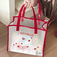 PVC宠物手提包，新款极简透明沙滩包，可爱卡通印花夏季旅行包 - 彩色 - 查看 2