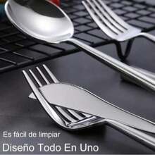 Juego de Cubiertos de Acero Inoxidable 40 Piezas Cuchara Cuchillo Ideal para Reuniones Familiares y Uso Diario Aptos para Lavavajillas - Plateado - Ver 10